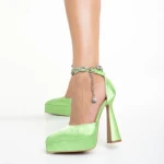 Pantofi dama verzi deschis din material textil Medeia