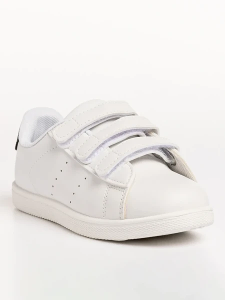 Pantofi sport copii albi cu negru din piele ecologica Barney