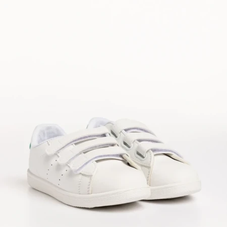 Pantofi sport copii albi cu verde din piele ecologica Barney