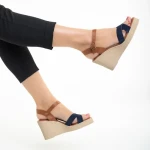 Sandale dama Girlhood albastre din piele naturala Ainara