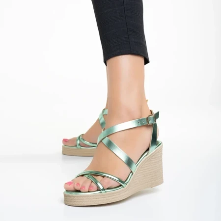 Sandale dama Girlhood verde din piele naturala Basira