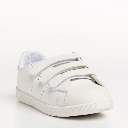 Pantofi sport copii albi cu verde din piele ecologica Barney
