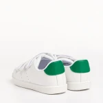 Pantofi sport copii albi cu verde din piele ecologica Barney