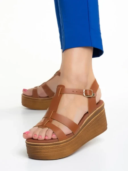 Sandale dama Girlhood camel din piele naturala Afroditi