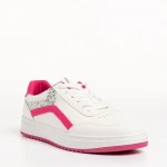 Pantofi sport dama albi cu fucsia din piele ecologica Damiana