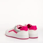 Pantofi sport dama albi cu fucsia din piele ecologica Damiana