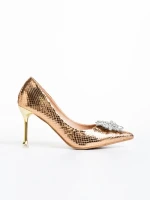 Pantofi dama bronz cu toc din piele ecologica Nerina