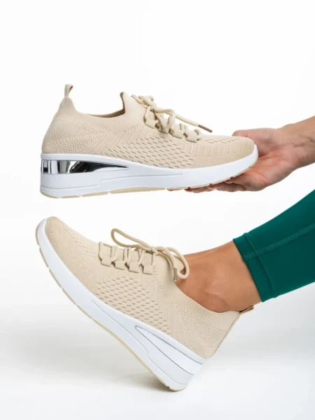 Pantofi sport dama bej din material textil Davinia
