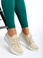 Pantofi sport dama bej din material textil Davinia