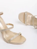 Sandale dama aurii din material textil Perlita