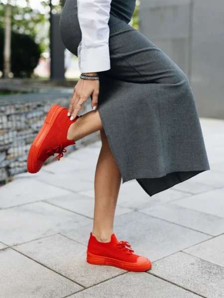 Tenisi dama rosii din material textil Elexia