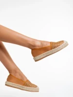 Espadrile dama camel din material textil Sandria