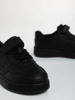 Pantofi sport copii negri din piele ecologica Navi