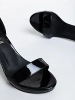 Sandale dama negre din piele ecologica lacuita Disha
