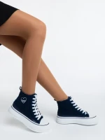 Tenisi dama albastri din material textil Yustina