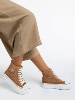 Tenisi dama camel din material textil Yustina