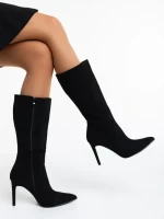 Cizme dama negre din material textil Ernestine
