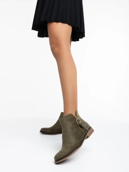 Botine dama verzi din material textil Sharyl