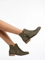 Botine dama verzi din material textil Sharyl