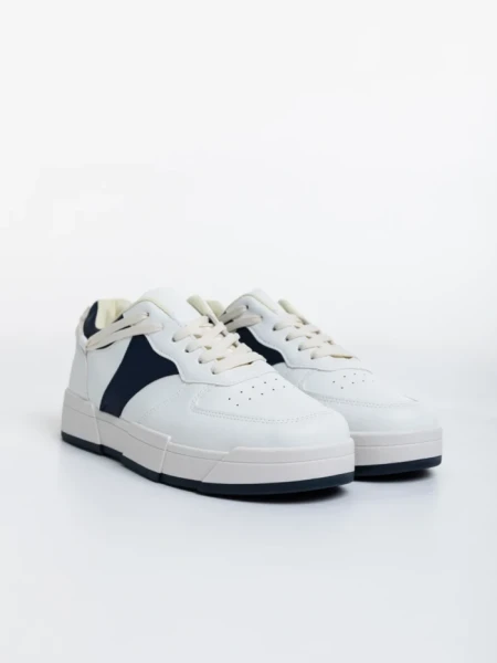 Pantofi sport barbati albi cu navy din piele ecologica Verdell