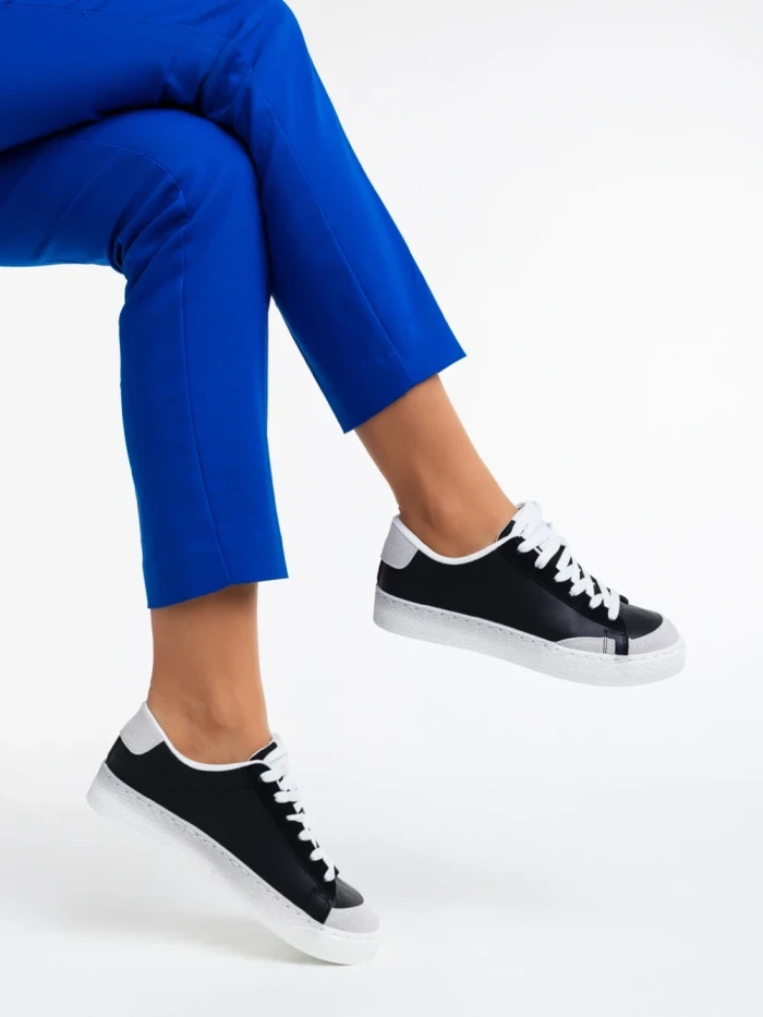 Pantofi sport dama negri din piele ecologica Giorgina