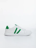 Pantofi sport dama albi cu verde din piele ecologica Virva