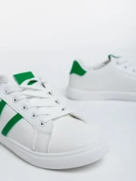 Pantofi sport dama albi cu verde din piele ecologica Virva
