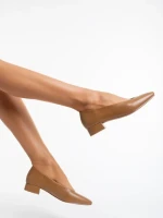 Pantofi dama camel cu toc din piele ecologica Parvina