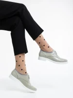 Pantofi casual dama bej din piele naturala lacuita Estebana