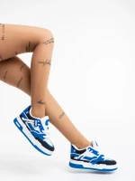 Pantofi sport dama albi cu albastru din piele ecologica Cammie