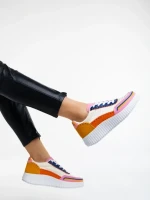 Pantofi sport dama portocalii din material textil Jenessa