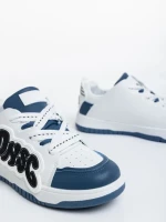 Pantofi sport dama albi cu albastru din piele ecologica Azurine