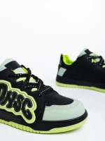 Pantofi sport dama negri cu verde din piele ecologica Azurine