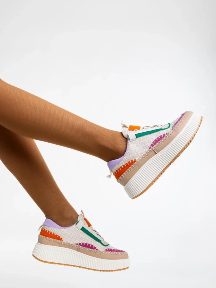 Pantofi sport dama bej din material textil Josalyn