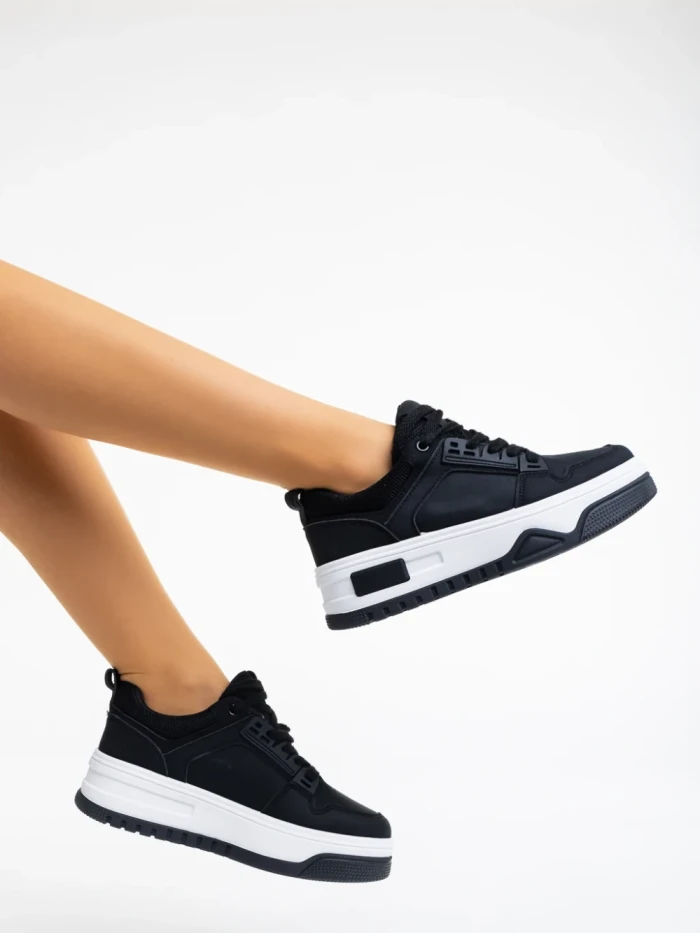 Pantofi sport dama negri cu piele ecologica Kalli