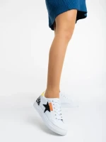 Pantofi sport dama albi cu negru din piele ecologica Yeva