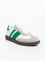 Pantofi sport barbati albi cu verde din piele ecologica Silvius