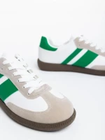 Pantofi sport barbati albi cu verde din piele ecologica Silvius