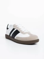 Pantofi sport barbati albi cu negru din piele ecologica Silvius