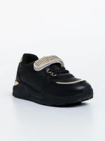 Pantofi sport copii negri din piele ecologica Dericka
