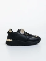 Pantofi sport copii negri din piele ecologica Dericka