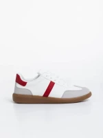 Pantofi sport dama albi cu rosu din piele ecologica Liliha
