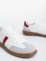 Pantofi sport dama albi cu rosu din piele ecologica Liliha