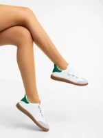Pantofi sport dama albi cu verde din piele ecologica Raynor