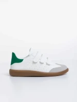 Pantofi sport dama albi cu verde din piele ecologica Raynor