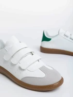 Pantofi sport dama albi cu verde din piele ecologica Raynor