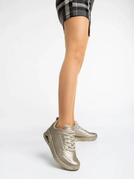 Pantofi sport dama aurii din piele ecologica Arline
