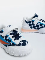 Pantofi sport copii albi cu albastru din material textil Codie