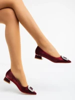 Pantofi dama grena cu toc din material textil Evanna