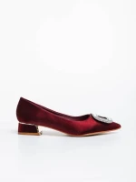 Pantofi dama grena cu toc din material textil Evanna